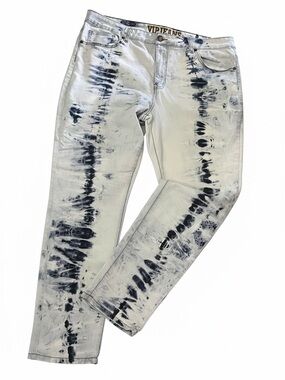 VIP Jeans Y2K Acid Wash Tie Dye Skinny Jeans White Blue NWT Women’s